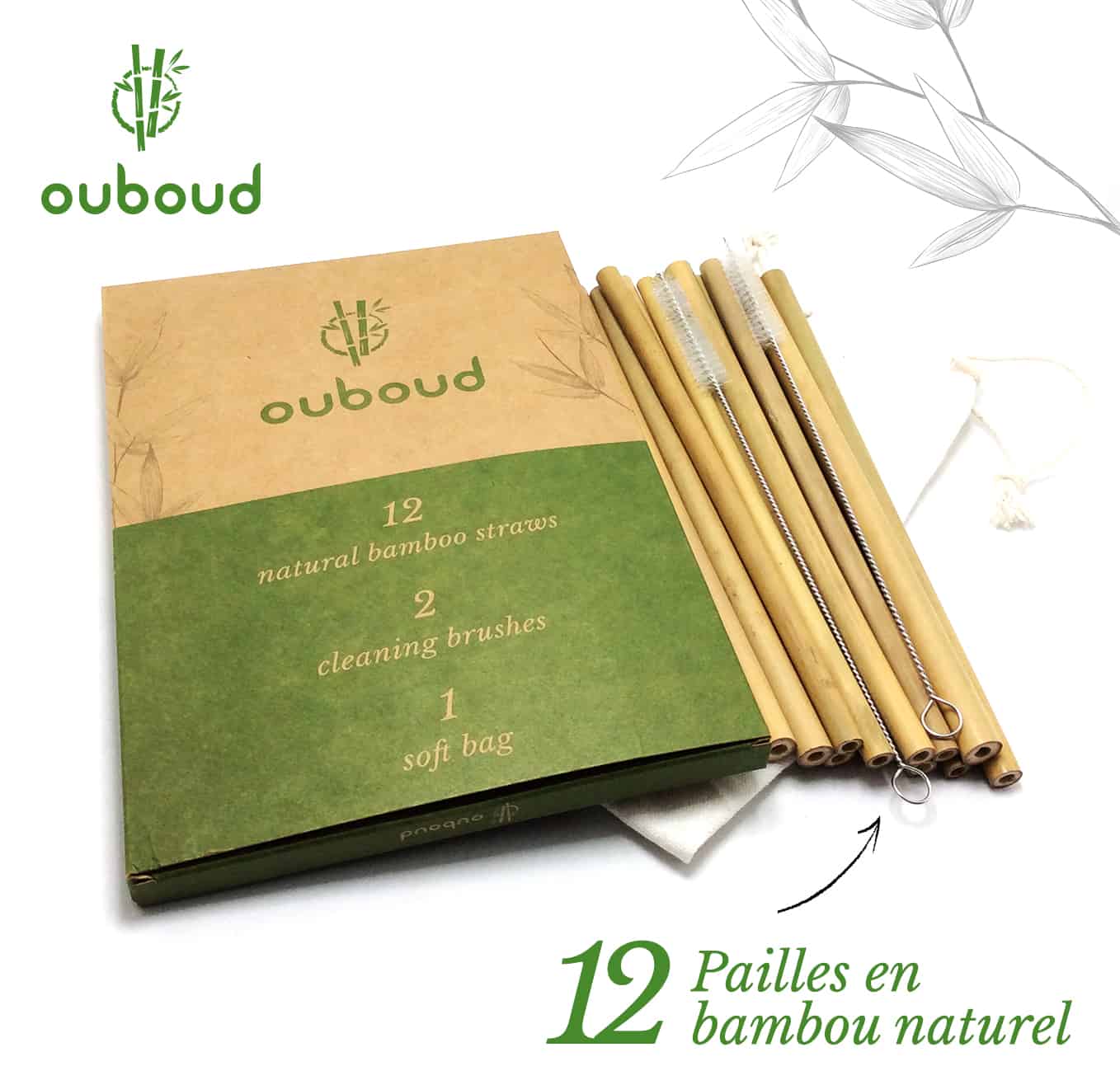 Pailles en bambou [Paquet de 6/12]