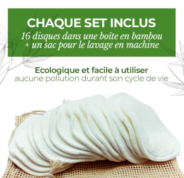 14 pcs disque coton demaquillant lavable reutilisable bio doux + gant  microfibre + brosse a dent bambou + 100 coton tige bois + filet linge  lingette